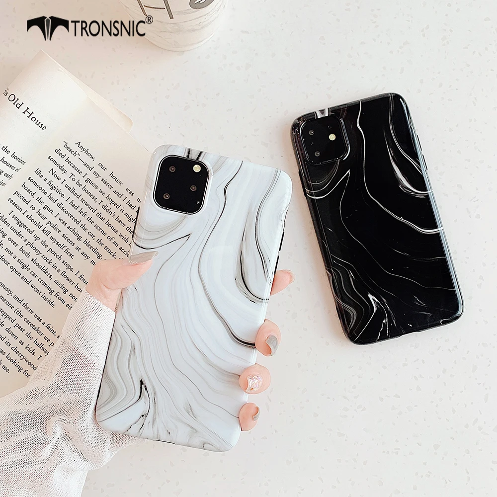 Мраморный чехол для телефона iPhone 11 Pro Max XR X XS MAX, мягкий блестящий черный белый роскошный чехол для iPhone 6s 7 8 Plus, модные чехлы