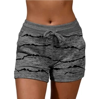 shorts women drawstring print quick drying mid waist shorts casual loose plus size ladies sport short pants