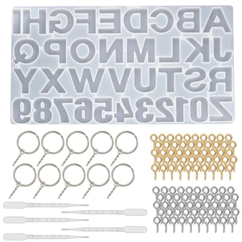 

1 Set DIY Crystal Epoxy Resin Mold Letter Number Keychain Pendant Silicone Mould