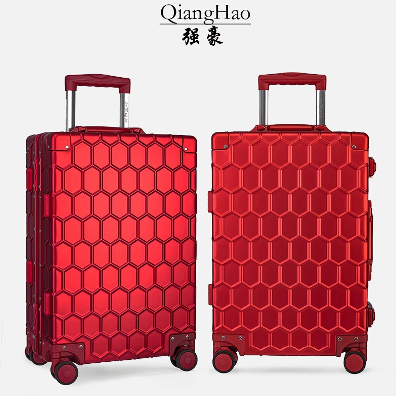 

Piaoruxu20"26"29"100% Aluminum Magnesium Alloy Rolling Luggage Mens Business Trolley Suitcase Full Metal Travel Case Women Rose