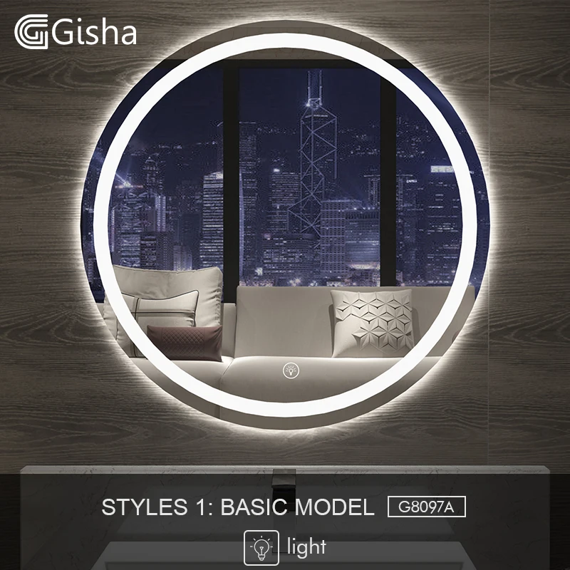 

Gisha Smart Mirror LED Bathroom Mirror Wall Bathroom Mirror Bathroom Toilet Anti-fog Mirror Bluetooth-compatible Touch Screen