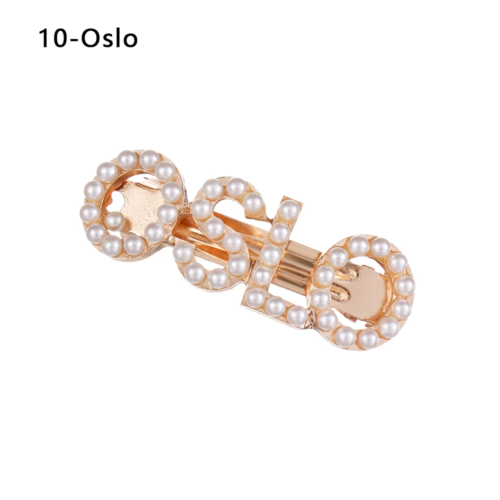 Oslo 1 предмет; Новинка; модные женские туфли жемчужные заколки для волос заколки Нью-Йорк Токио заколка для волос Paris London буквы заколки металлические заколки для волос аксессуары - Окраска металла: Oslo