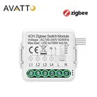 Умный переключатель AVATTO Tuya Zigbee, модуль с нейтральным двухсторонним управлением, автоматический прерыватель для умного дома, работает для Alexa, google Home