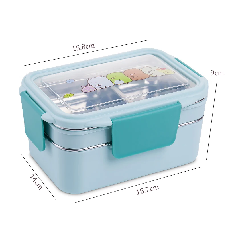 

Large Capacity Cute Cartoon Lunch Box Stainless Steel Double Layer Food Container Portable for Kids Kids Picnic School Bento Box