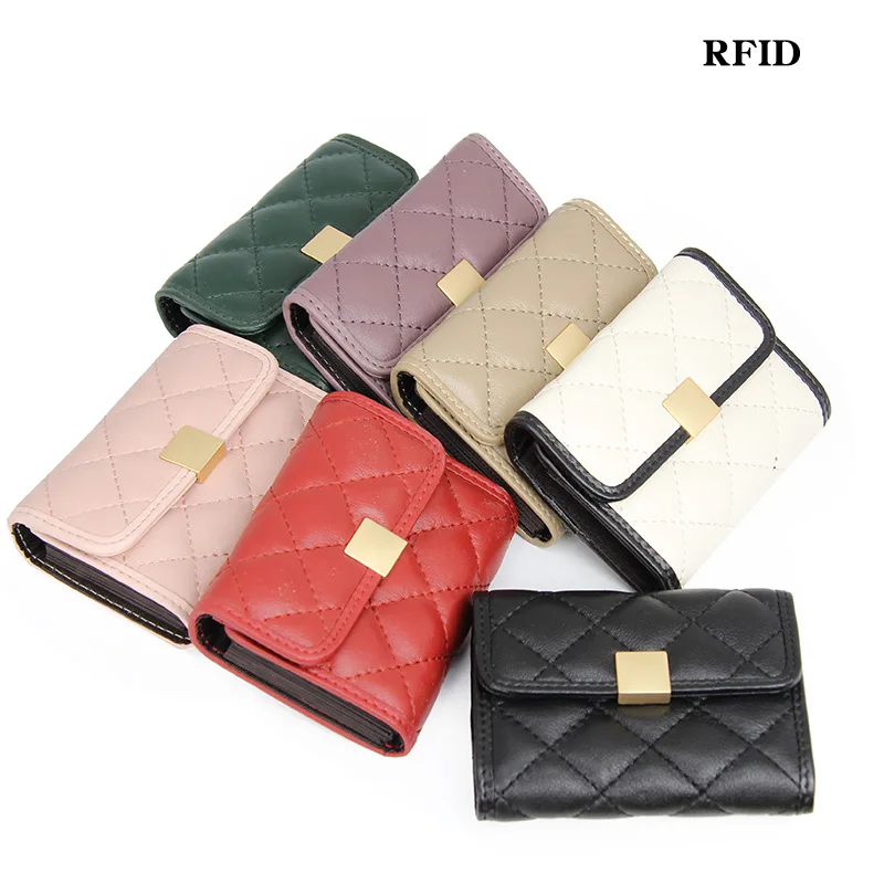 womens sheepskin card holders genuine leather smooth business id credit card cover fashion travel money wallets free global shipping