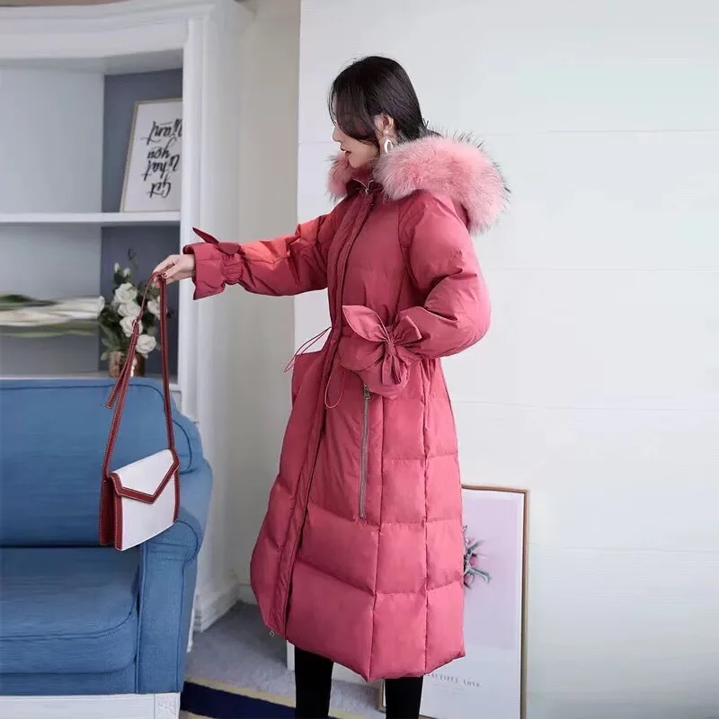 

2020 Korean winter new large fur collar long knee-length down jacket female explosion models little fairy thick coat tide