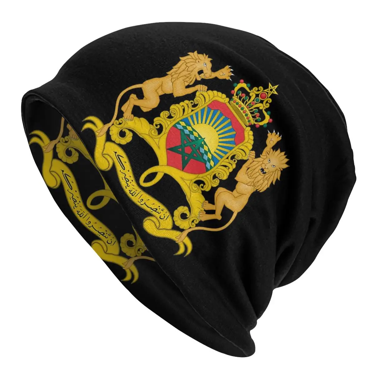 

Fashion Morocco Of Arms National Moroccan Emblem Skullies Beanies Kingdom of Morocco Hat Fashion Street Cap Bonnet Knit Hat