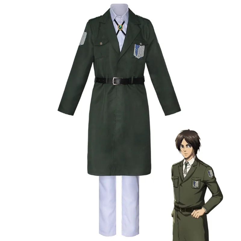 

Anime Attack on Titan Cosplay Costume Green Cloak Investigation Corps Full Set of Cos Allen Uniforms Army Green Long Coat