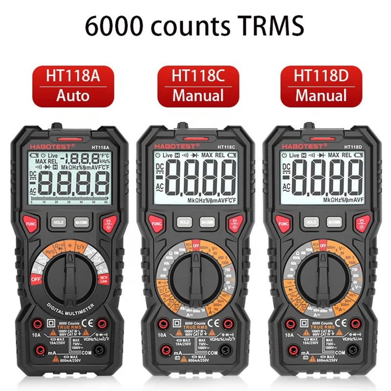 Бренд ЖК-дисплей Цифровой мультиметр портативная подсветка AC DC Амперметр