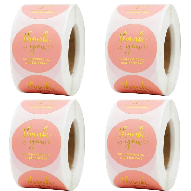 

4 Roll Thank You Stickers of 500Pcs 1.5Inch Thank You for Supporting My Small Business Stickers Thank You Stickers