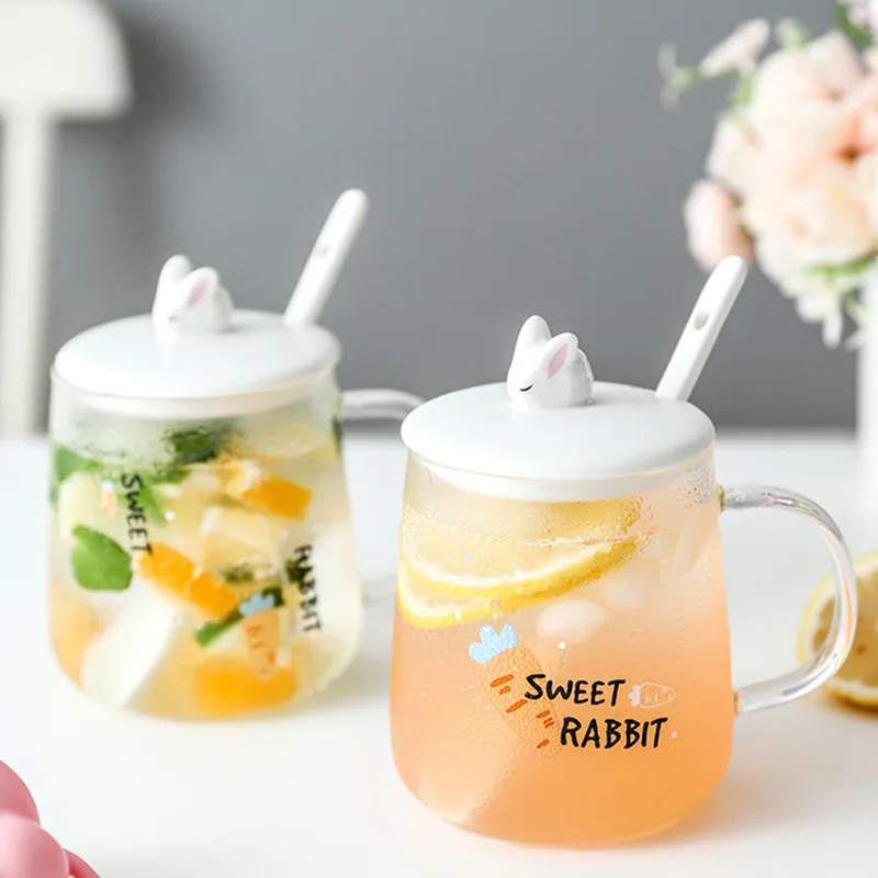 Милая стеклянная чашка с кроликом термостойкая кофейная кружка керамической