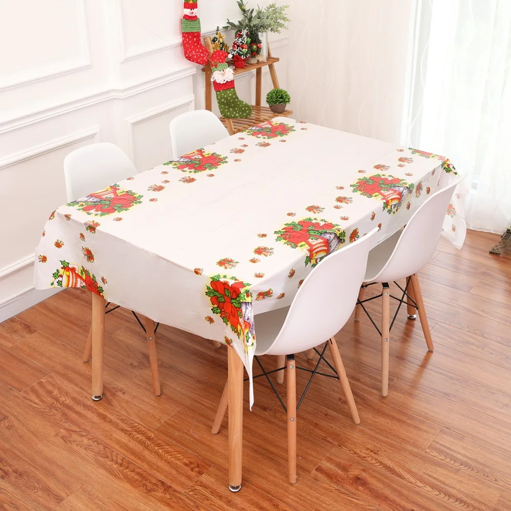 

180 cm Christmas tablecloth Christmas kitchen dining table set cartoon household dining table tablecloth Christmas decorations