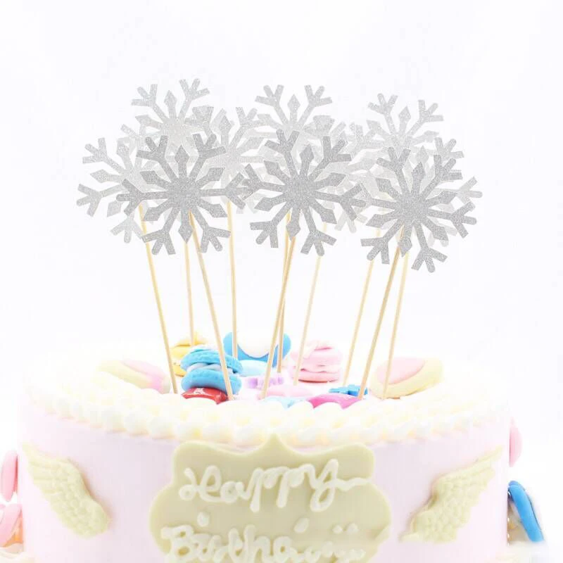 10 шт. Замороженные вечерние рождественские искусственные снежинки торт