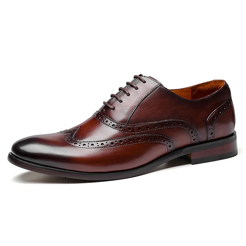 

Retro Bullock Design Men Business Formal Shoes Classic Pointed Toe Leather Shoes Men Oxford Dress Shoes Big Size