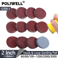 120pcs 2 inch 50mm sanding disc 60 3000 grit round aluminum oxide sanding paper with hook and loop hand sanding block kit