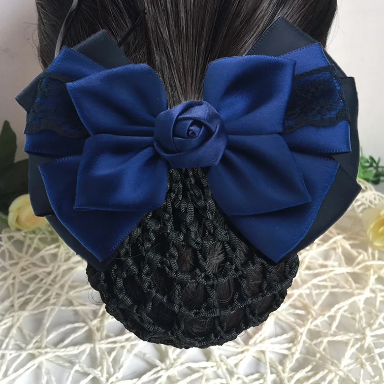 i-Remiel Stylish Ribbon Hair Cover Flower Bowknot Bun Net Snood Bow Hairpin Accesories Headdress Pin Lady Women | Украшения и