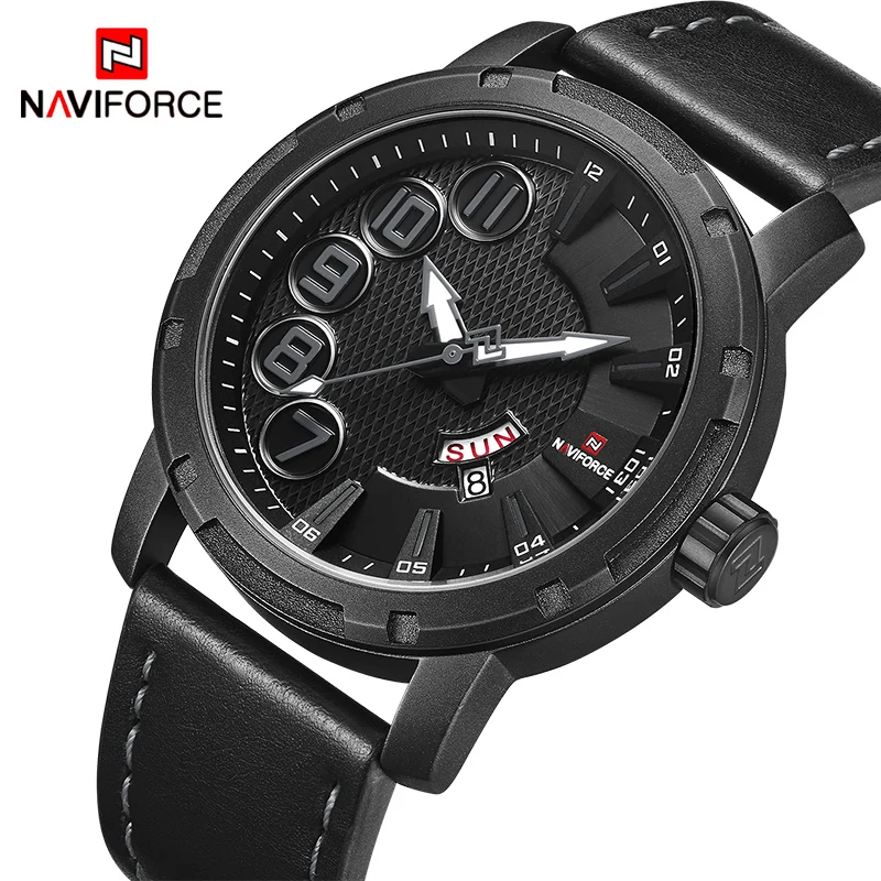 NAVIFORCE Лидирующий бренд мужские спортивные часы мужские Уникальные Роскошные Кварцевые часы с датой мужские кожаные армейские военные водонепроницаемые наручные часы