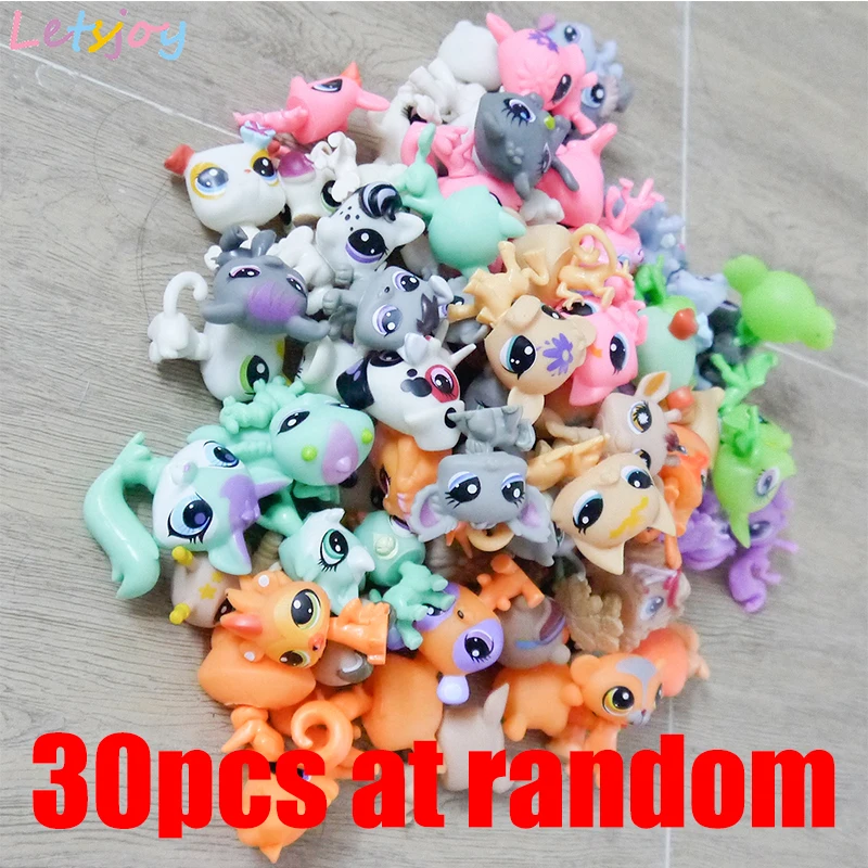 30pcs 30-90 шт. Рождественская игрушка подарок мини питомец Пони лошадь littlest куклы игрушки для детей милый питомец кошка Магазин фигурки подарки для девочки - Цвет: 30pcs