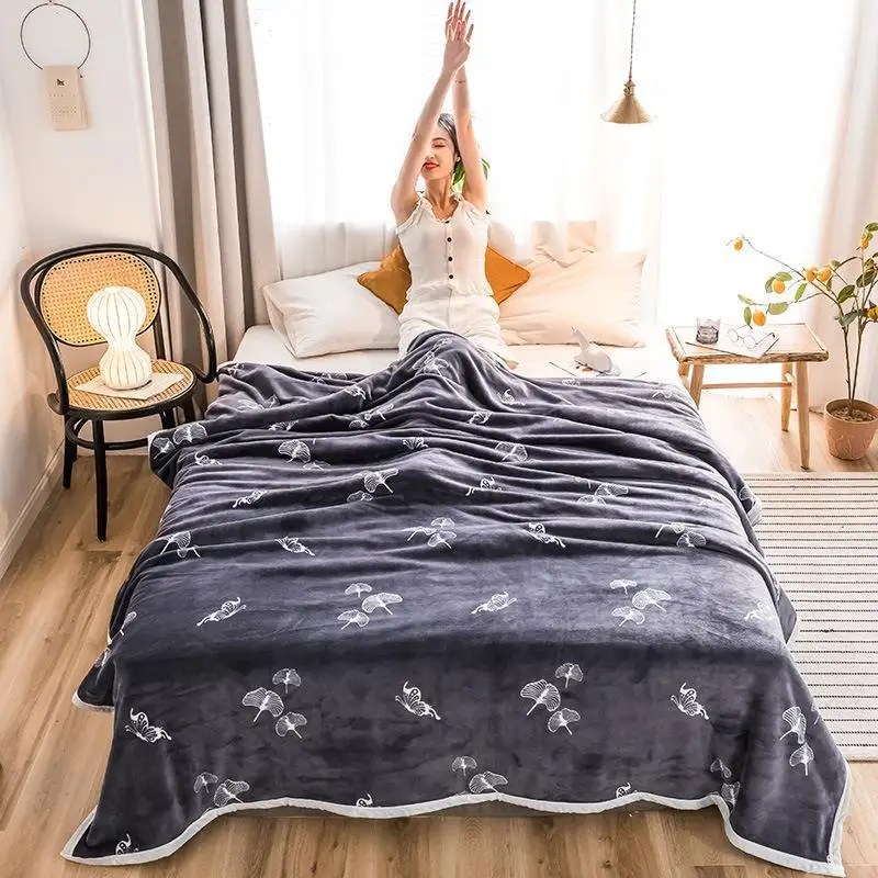 

J Claroom Bedspread Blanket 200x230cm High Density Super Soft Flannel Blanket to on for the sofa/Bed/Car Portable Plaids XC19#