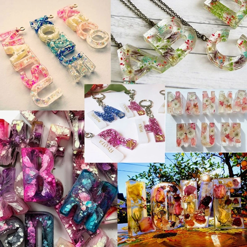 

DIY English Letters Number Pendant Casting Silicone Mould Crafts Jewelry Making Tools Alphabet Crystal Epoxy Resin Mold