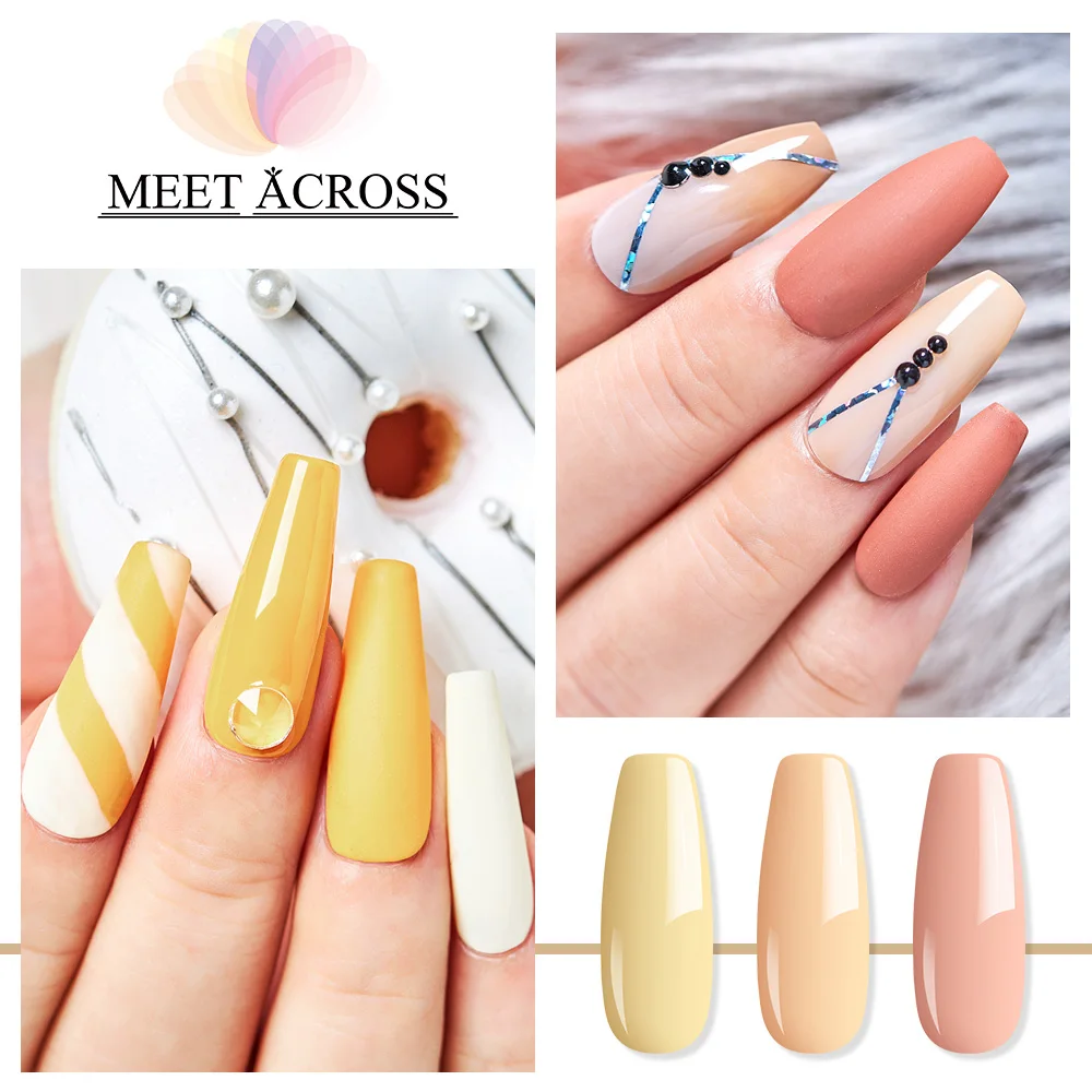 MEET ACROSS 6pcs Pure Gel Polish Set Sping UV Vernish Semi Permanent Base Top Coat 8ML Soak Off Varnish Nail Art Lak Nails | Красота и