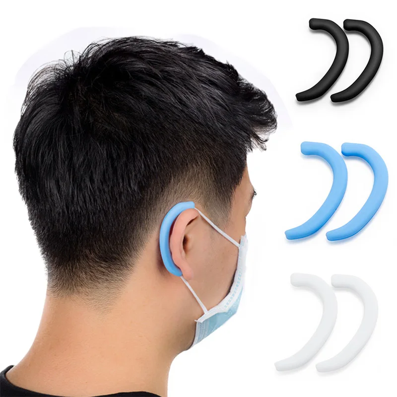 

1 Pair Silicone Anti Pain Earloop Cover Soft Comfortable Ear Protection Hook Ear Mask Rope Cover Mask Ear Hook Pure Color Unisex