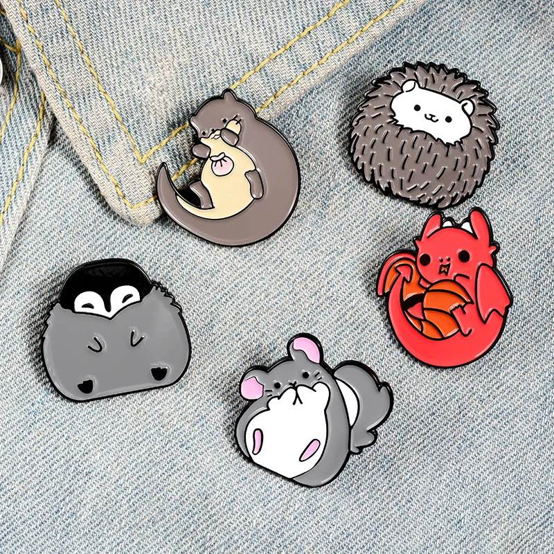 

Cute Cartoon Animal Penguin My Neighbor Totoro Hedgehog Enamel Chest Enamel Brooch Party Gift Fashion Small Jewelry