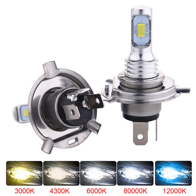 2 шт. Автомобильные светодиодные лампы H4 H7 H11 H1 H3 6000 К 8000 К|Передние LED-фары для авто|
