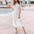 Женское винтажное платье-русалка, Элегантное повседневное платье средней длины с цветочным рисунком, вязаное крючком, с коротким рукавом, кафтан, вечернее офисное платье ZANZEA на лето