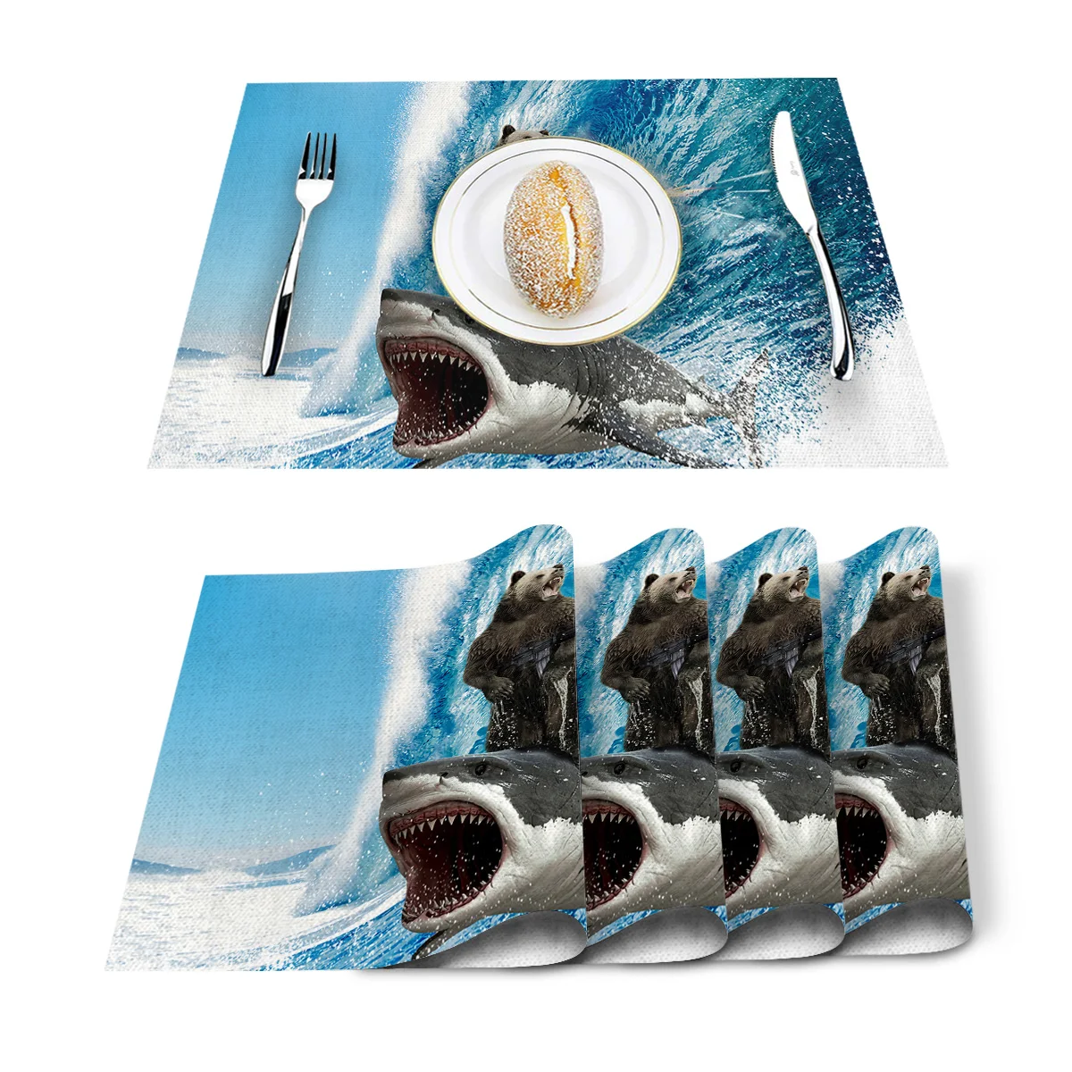 4 6 штук в партии комплект Коврики на стол со смешным медведем Акула машина