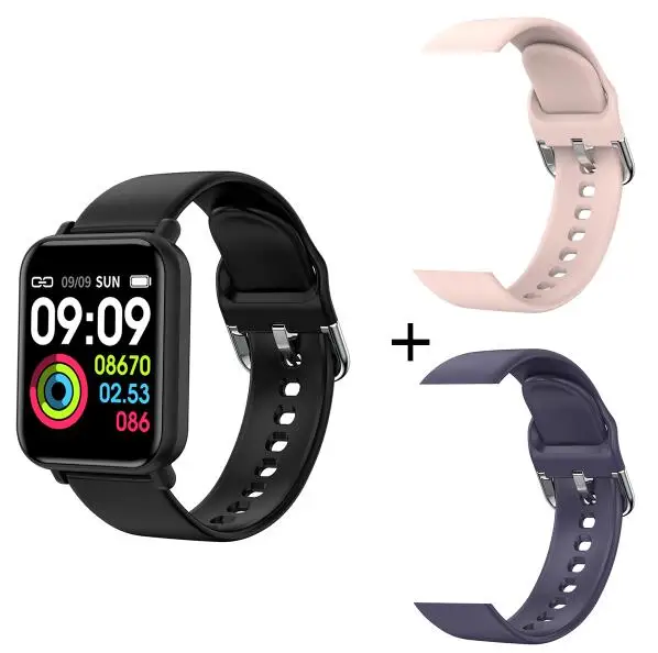 add blue pink strap R16 Смарт-часы IP68 Водонепроницаемые Смарт-часы пульсометр Монитор артериального давления фитнес-трекер для мужчин и женщин смарт-браслет PK B57 - Цвет: add blue pink strap