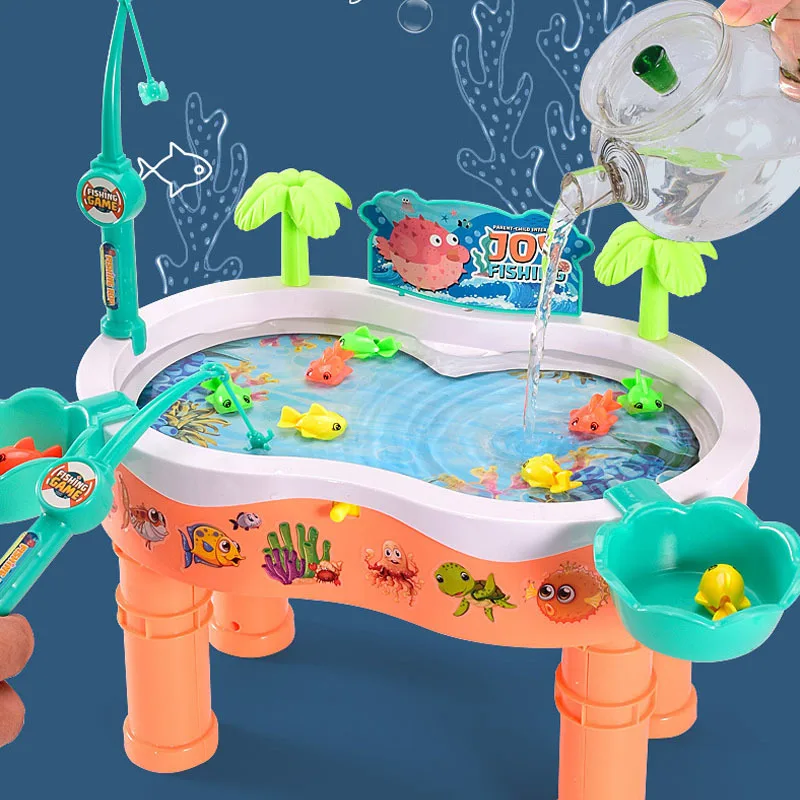 

Child Magnetic Fishing Toys Pool Set Dabbling Table Combined Model Water Games Kindergarten Know Animals Baby Boy Girl Toy Gift