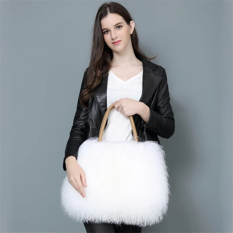 2021 New Real Wool Bag Australia Beach Wool Fur Shoulder Bag Wool Ladies Handbag Large Capacity Fashion Luxury Handbag