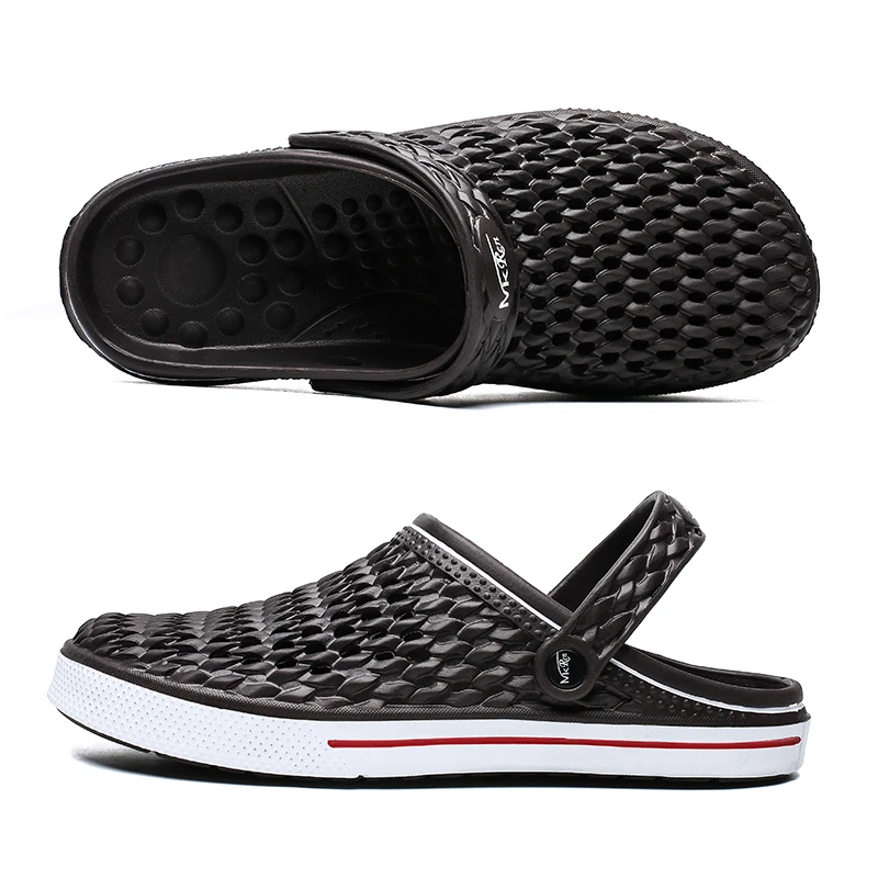 Сандалии мужские резиновые на плоской подосветильник ве дышащие босоножки для