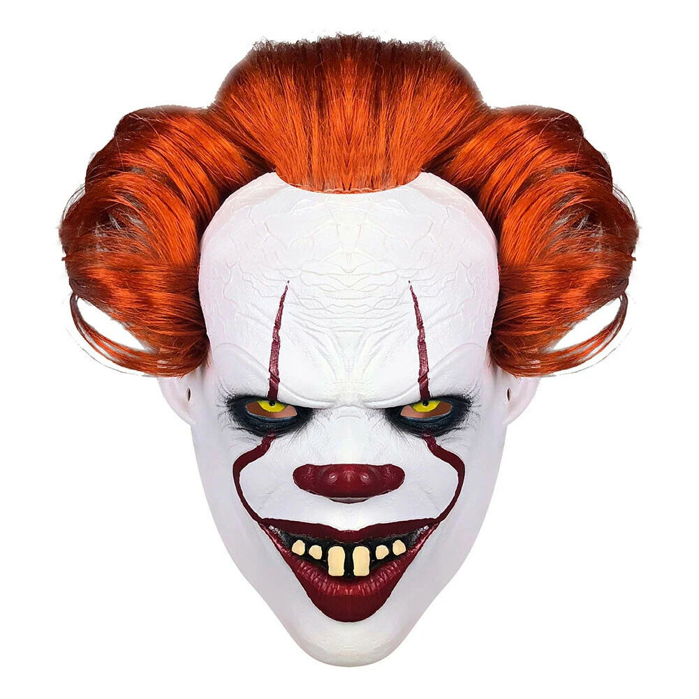 01 Stephen King's It Mask Pennywise одежда для клоуна Маска Клоун маска на Хеллоуин для косплея костюм реквизит Праздничный костюм нарядное платье - Цвет: 01