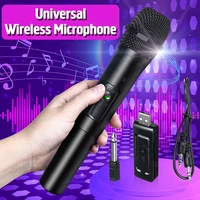new 1set uhf usb 3 5mm 6 35mm wireless microphone megaphone handheld mic with receiver for karaoke speech loudspeaker