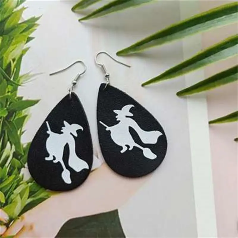 Новый Хэллоуин из полиуретана для сережек черный и белый геометрический Кот