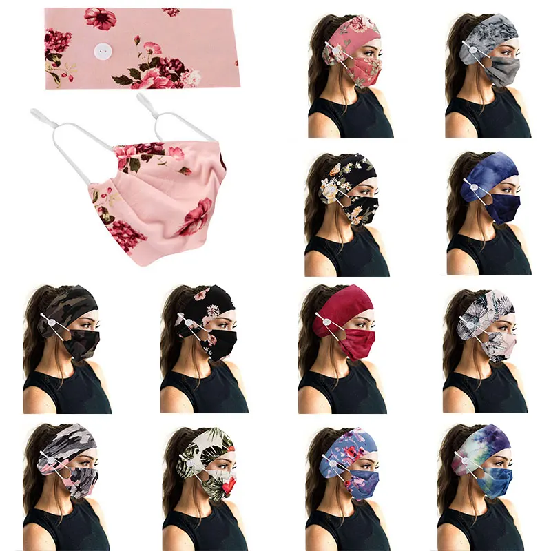 

Button Headband Mask Holder Elastic Turban Headwrap Hair Band Accessories Women Headband Head Wrap Hair Bands