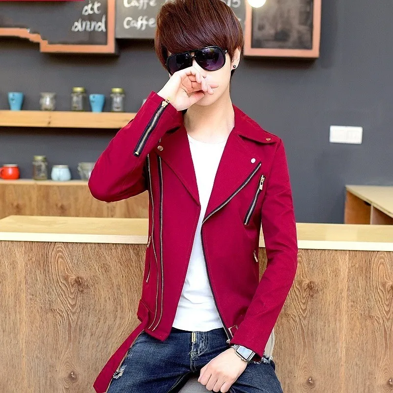 Корейский мото-Байкер модная повседневная мужская куртка весна-осень с длинным