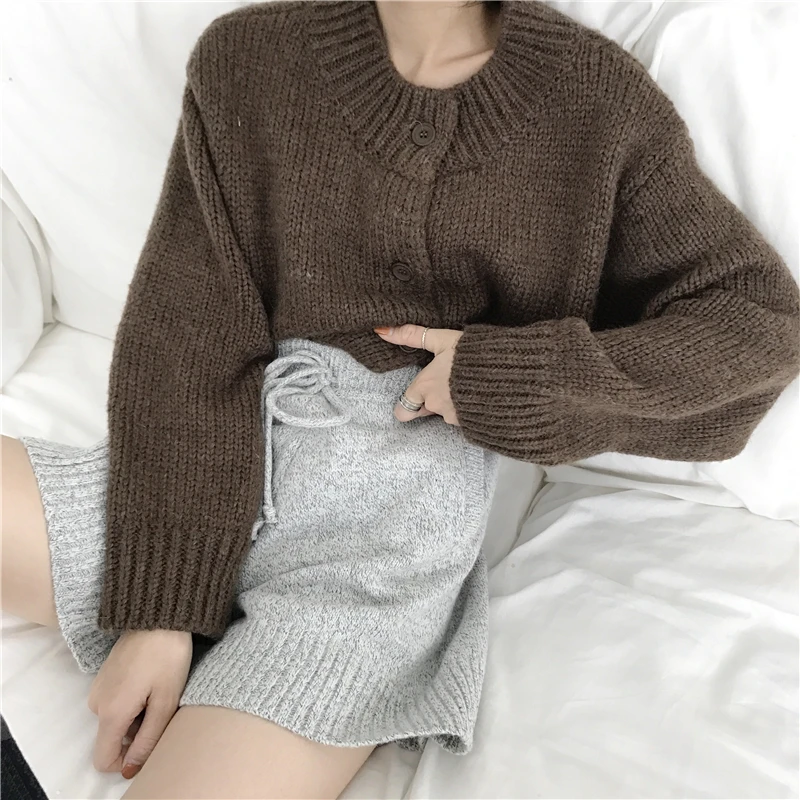 

Solid Knitted Shorts Women Warm Casual Solid High Waist Shorts Loose Chic Streetwear Korean Shorts Women's Clothing Autumn 2020