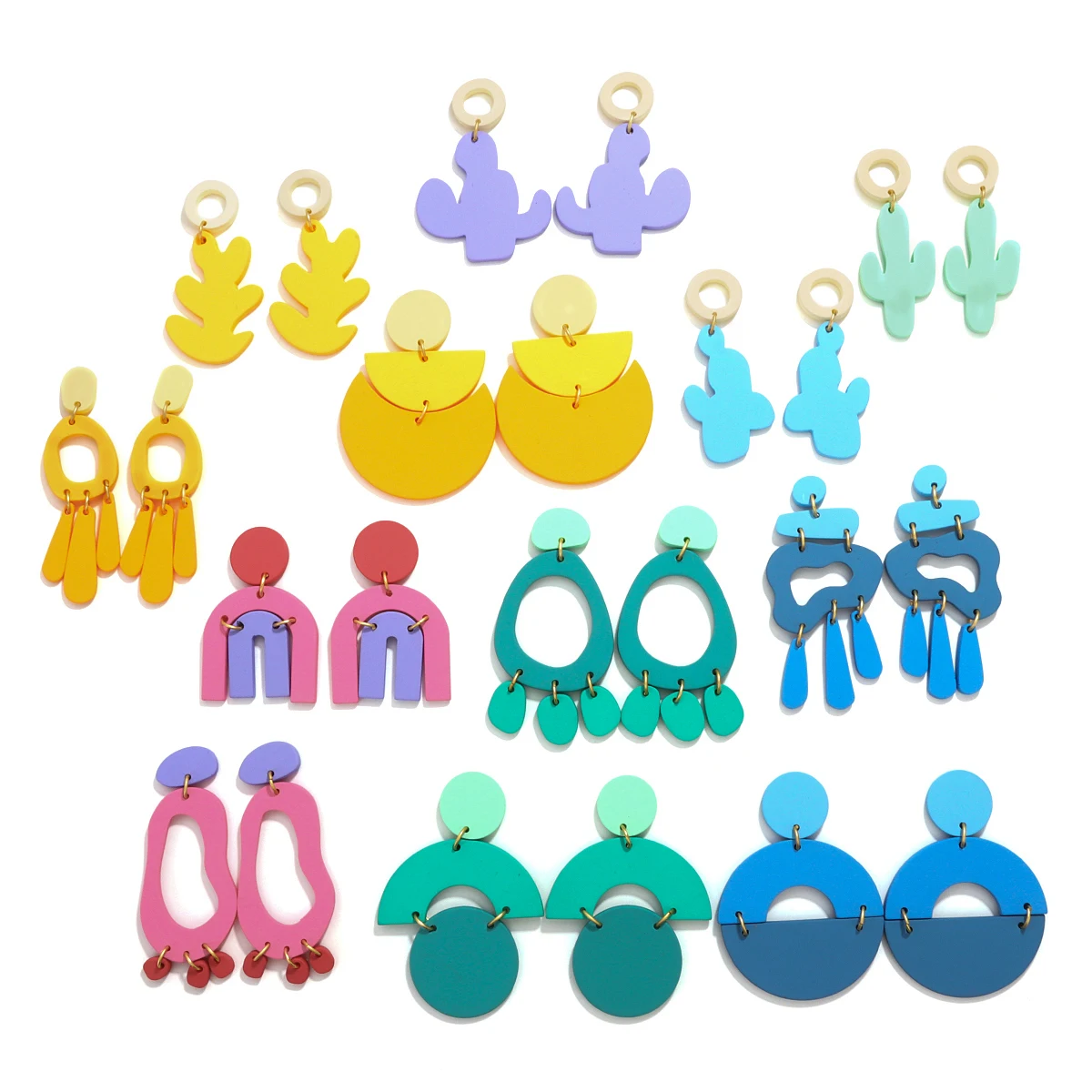 

AMORCOME 2021 Korea New Geometric Irregular Round Acrylic Tassel Earrings for Women Long Dangle Drop Earrings Jewelry Gifts
