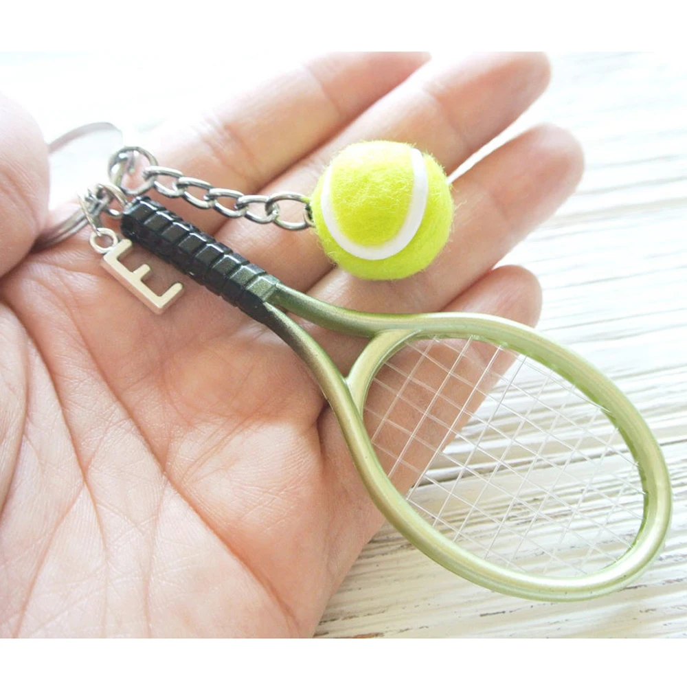 Монограмма начальный брелок для тенниса подарок тренеру по теннису Зеленый