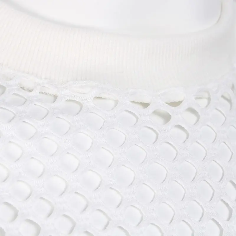 KLV сексуальное прозрачное Сетчатое платье-футболка с коротким рукавом вязаный