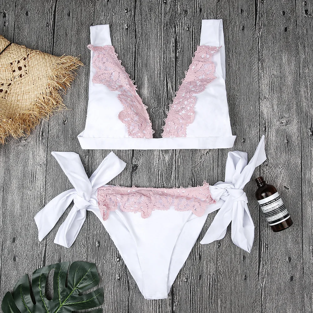 Микро-бикини 2021 женские розовые кружевные сетчатые купальники Женский