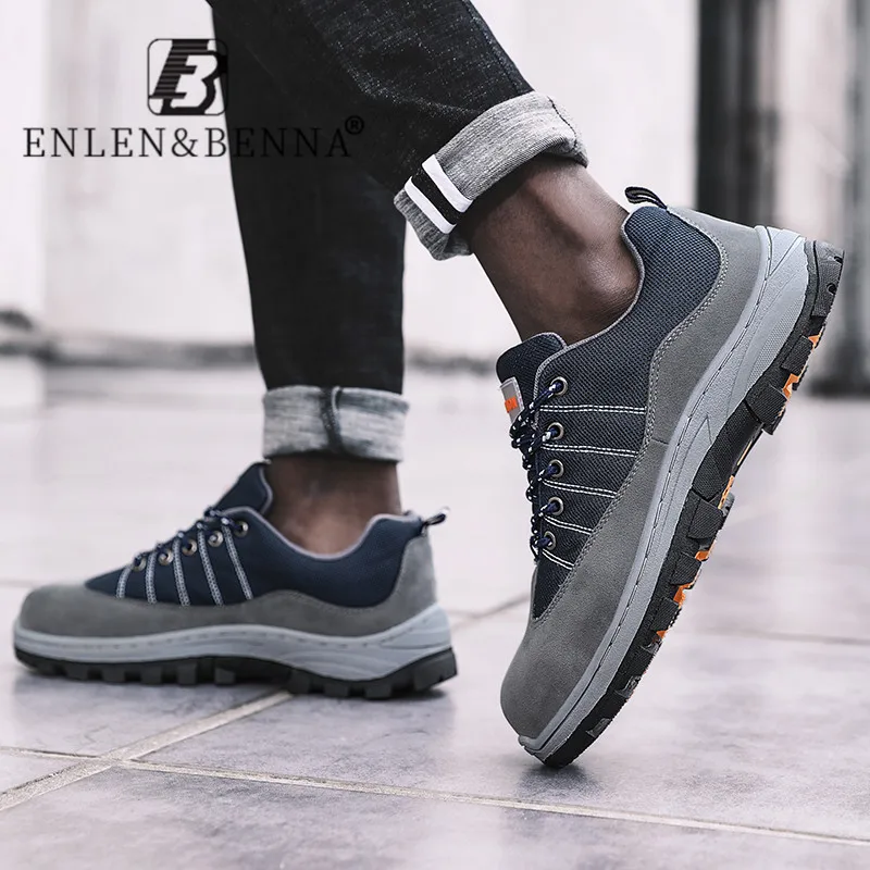 

2021 Mens Work Shoes Steel Toe Anti Smashing Safety Shoes Construction Puncture Proof Outdoor Men Sneakers Mesh Lace Up Non Slip