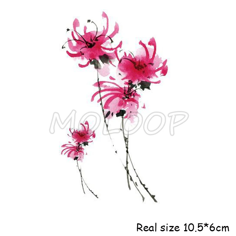 Тату-наклейка Временные Чернила Красный паук змея Лилия китайский стиль