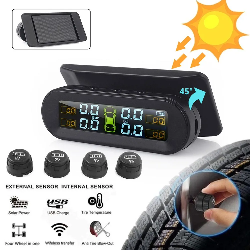 Беспроводной солнечная система контроля давления в шинах ЖК дисплей шины для