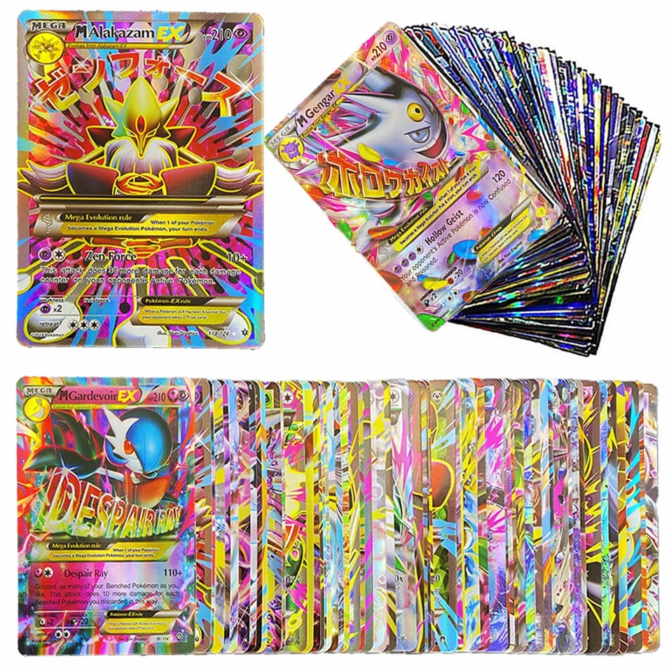 

60pcs Pokemon Cards Box Shining English Playing Game MEGA EX GX VMAX Display Booster Pokémon Battle Carte Trading Kids Toys Gift