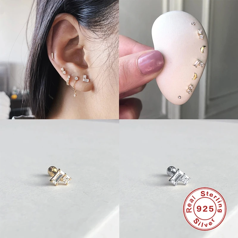 Серьги-гвоздики Женские квадратные из серебра 925 пробы с подсолнухом листом