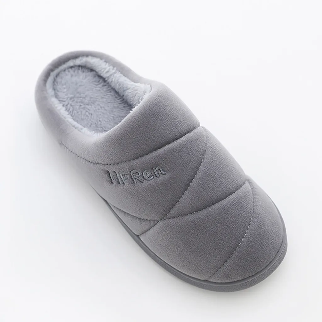 

Unisex Women Men's Couples Solid Color Short Plush Winter Autumn Keep Foot Warm Non-slip Floor Home Slippers Soft Indoor Shoes